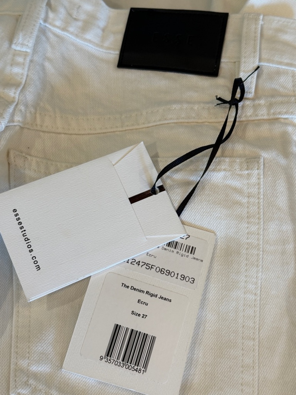 ESSE The Denim Jeans, Off White (Ecru)  | Size 27, 31” Inseam - Picture 7 of 7
